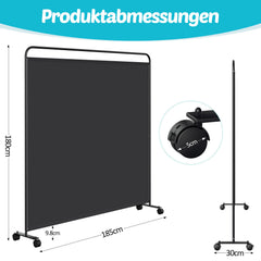 Ikodm Paravent Raumteiler mit Rollen Trennwand&Sichtschutz Anthrazit/Beige