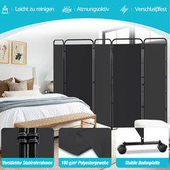 Ikodm Paravent Raumteiler mit Rollen Trennwand&Sichtschutz Anthrazit/Beige