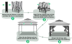 Ikdom Pavillon 3,3x3,3x2,7M Draußen Klapp Festzelt pavillon Garten Mit Moskito netz