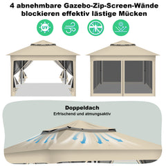 Ikdom Pavillon 3,3x3,3x2,7M Draußen Klapp Festzelt pavillon Garten Mit Moskito netz