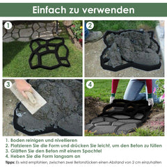 Ikodm Pflasterform DIY Schwarz Kunststoff Pflasterschablone Pflastermacher fachgerechter Außenbereich Trittplatten Gießformen solide und stabil