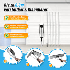 Ikodm Photovoltaik Schneeschieber Aluminium Dachschneerechen mit Gummileiste kratzfest