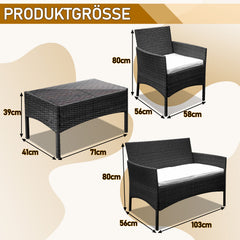 Ikodm Polyrattan Gartenmöbel Set mit Tisch, Sitzpolstern