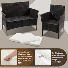 Ikodm Polyrattan Gartenmöbel Set mit Tisch, Sitzpolstern