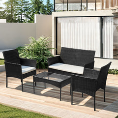 Ikodm Polyrattan Gartenmöbel Set mit Tisch, Sitzpolstern