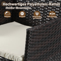 Ikodm Polyrattan Gartenmöbel Set mit Tisch, Sitzpolstern