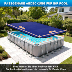 Ikodm Poolabdeckung Rechteckig Poolplane 160 g/m² für Aufstellpool