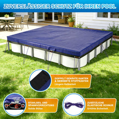 Ikodm Poolabdeckung Rechteckig Poolplane 160 g/m² für Aufstellpool