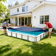 Ikodm Poolabdeckung Rechteckig Poolplane 160 g/m² für Aufstellpool