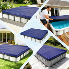 Ikodm Poolabdeckung Rechteckig Poolplane 160 g/m² für Aufstellpool