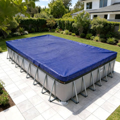 Ikodm Poolabdeckung Rechteckig Poolplane 160 g/m² für Aufstellpool
