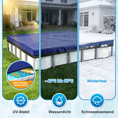 Ikodm Poolabdeckung Rechteckig Poolplane 160 g/m² für Aufstellpool