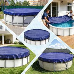 Ikodm Poolabdeckung Rund Poolplane 160 g/m² für Aufstellpool