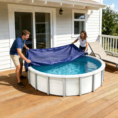 Ikodm Poolabdeckung Rund Poolplane 160 g/m² für Aufstellpool