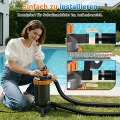 Ikodm Poolheizung Elektrisch mit Digitale Temperaturanzeige bis zu 45°