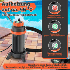 Ikodm Poolheizung Elektrisch Schwimmbadheizung bis zu 45°