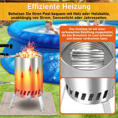 Ikodm Poolheizung Brennholz Edelstahl Feuer Feuertonne