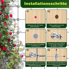 Ikodm Rankhilfe set für Kletterpflanzen Edelstahl 12m