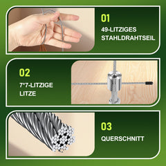 Ikodm Rankhilfe set für Kletterpflanzen Edelstahl 12m