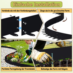 Ikodm Rasenkante Metall Flexible mit Erdanker 5m/10m
