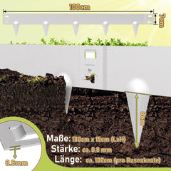 Ikodm Rasenkante Metall Beetumrandung mit Dornen 15cm/18cm Silber