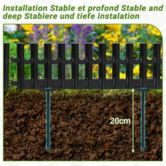Ikodm 6 Stück Kunststoff-Rasenkanten Beetumrandung & Gartenumrandung für Rasen, Beete und Wege