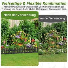 Ikodm 6 Stück Kunststoff-Rasenkanten Beetumrandung & Gartenumrandung für Rasen, Beete und Wege