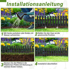 Ikodm 6 Stück Kunststoff-Rasenkanten Beetumrandung & Gartenumrandung für Rasen, Beete und Wege