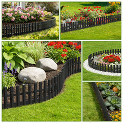 Ikodm 6 Stück Kunststoff-Rasenkanten Beetumrandung & Gartenumrandung für Rasen, Beete und Wege