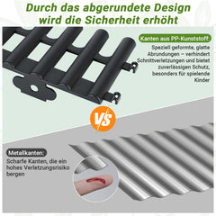 Ikodm 6 Stück Kunststoff-Rasenkanten Beetumrandung & Gartenumrandung für Rasen, Beete und Wege