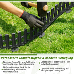 Ikodm 6 Stück Kunststoff-Rasenkanten Beetumrandung & Gartenumrandung für Rasen, Beete und Wege