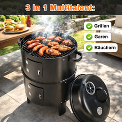 Ikodm 3 in 1 Smoker Räucherofen 2 Ebenen