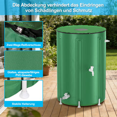Ikodm Faltbare Regentonnen, Tragbare Regenfass mit Überlaufschutz