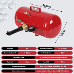 Ikodm Reifen Booster 20 L, Druckluft-Reifenfüller für Auto, LKW & Traktor
