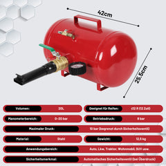Ikodm Reifen Booster 20 L, Druckluft-Reifenfüller für Auto, LKW & Traktor