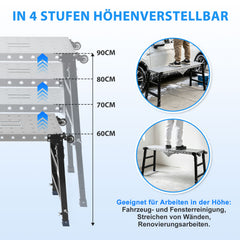 Ikodm Arbeitsplattform höhenverstellbar mit Rollen