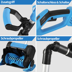 Ikodm Akku-Schneefräse, 21V/1000W Elektrische Schneefräse mit 2×4500mAh Akkus & Ladegerät