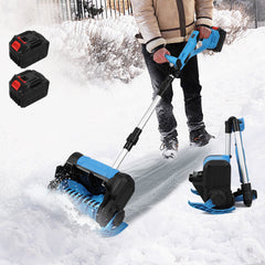 Ikodm Akku-Schneefräse, 21V/1000W Elektrische Schneefräse mit 2×4500mAh Akkus & Ladegerät