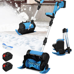 Ikodm Akku-Schneefräse, 21V/1000W Elektrische Schneefräse mit 2×4500mAh Akkus & Ladegerät