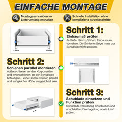 Ikodm Schwerlastauszug Vollauszug mit Verriegelung | 53 mm Breite | Seitenmontage | für Werkbank, Schrank, Camper, DIY