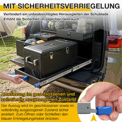 Ikodm Schwerlastauszug Vollauszug mit Verriegelung | 53 mm Breite | Seitenmontage | für Werkbank, Schrank, Camper, DIY