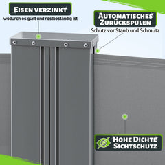 Ikodm Seitenmarkise Sichtschutz Ausziehbar 160/180cm Höhe Doppelseiten