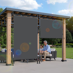 Ikodm Senkrechtmarkise Klemmmarkise Ausziehbar mit Handkurbel ohne Bohren