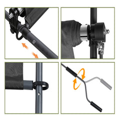 Ikodm Senkrechtmarkise Klemmmarkise Ausziehbar mit Handkurbel ohne Bohren