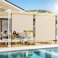 Ikodm Senkrechtmarkise Klemmmarkise Ausziehbar mit Handkurbel ohne Bohren