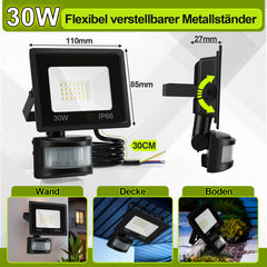 Ikodm LED-Sensorstrahler mit Bewegungsmelder, Kaltweiß, verschiedene Leistungen