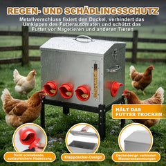 Ikodm Futterautomat für Hühner Sichtfenster