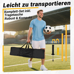 Ikodm Slalomstangen Fussball Set, Slalom Stangen mit Feder, Slalom Poles 6, Sprunghafte Agilität Stangen, Fussball trainingszubehör für Koordinationstraining, Hundesport