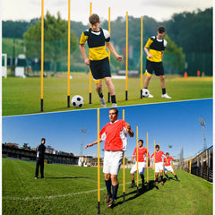 Ikodm Slalomstangen Fussball Set, Slalom Stangen mit Feder, Slalom Poles 6, Sprunghafte Agilität Stangen, Fussball trainingszubehör für Koordinationstraining, Hundesport
