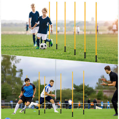 Ikodm Slalomstangen Fussball Set, Slalom Stangen mit Feder, Slalom Poles 6, Sprunghafte Agilität Stangen, Fussball trainingszubehör für Koordinationstraining, Hundesport